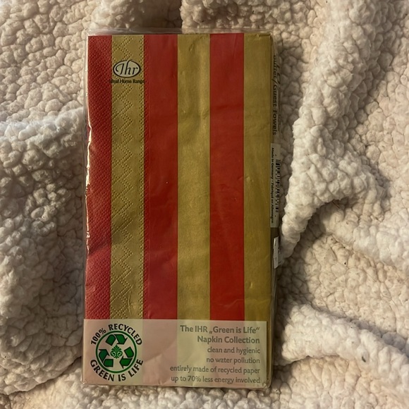 Ideal Home Range: “Green is Life” Napkin Collection: Big Stripes Gold/Red: New🎁 - Picture 2 of 4